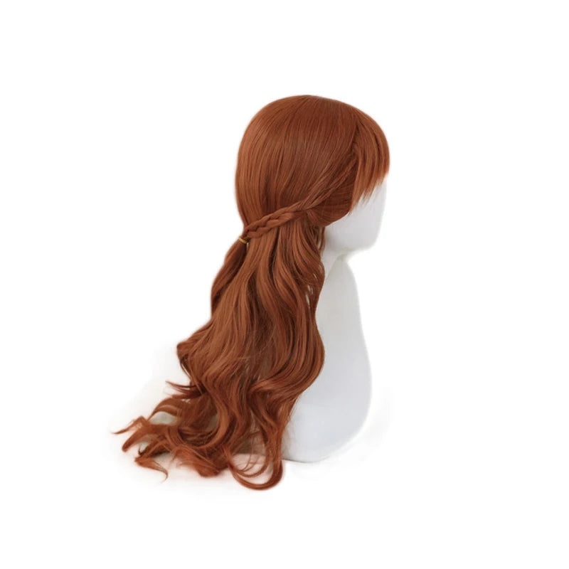 Princess Braided Long Brown Wavy Heat Resistant Synthetic Hair + Wig Cap