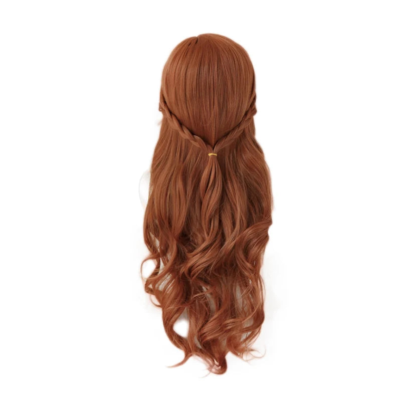 Princess Braided Long Brown Wavy Heat Resistant Synthetic Hair + Wig Cap